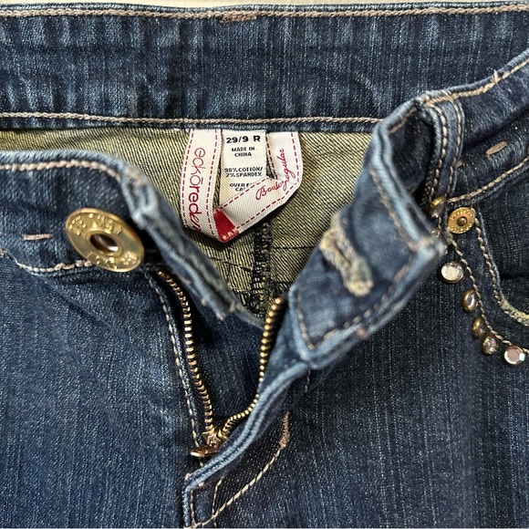 Echo Red Bootleg Regular Jeans Bling Bejeweled Rhinestone Size 29/9 R - Picture 8 of 13